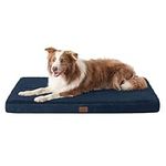 Bedsure Extra Large Pet Bed Washable - Orthopedic Dog Mattress and Pillow Mat for Dog Crate with Removable Plush Sherpa Cover, Navy, 112x81x7.6cm