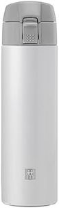 ZWILLING Thermo Vacuum Insulated Stainless Steel Beverage Flask 450ML - Reusable Water Bottle, Travel Mug, Leak Proof Lid, Double Wall Insulation, Mug for Coffee and Tea, Dishwasher Safe -White/Grey