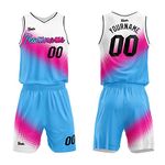 vients Custom Basketball Jersey Uniform Suit for Man Women Adults Kids Personalized Jersey (White-Hot Pink-Light Blue)