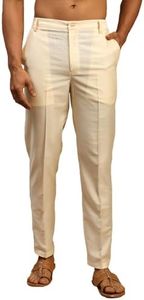 VASTRAMAY Men's Cream Viscose Pant Style Pyjama