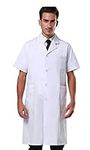 Nideen Men's White Lab Coats Doctor Workwear - Unisex Lab Coat Scrubs Adult Uniform Short Sleeves S