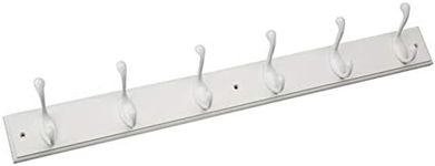 Brainerd RPLR6DJ-PWW-L1 27-Inch 6 Heavy Duty Coat and Hat Hook Rail/Rack, White and White