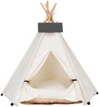 Pet Teepee Dog & Puppy Cat Bed Tents Tipi Portable Houses with Thick Cushion (S:Size fits 7kg/15lbs (Pets))