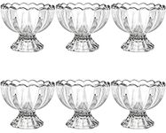 Lawei 6 Pack Glass Dessert Bowls - 5 Oz Glass Ice Cream Cups Mini Trifle Footed Dessert Bowls for Dessert, Sundae, Ice Cream, Salad, Cocktail, Condiment, Trifle