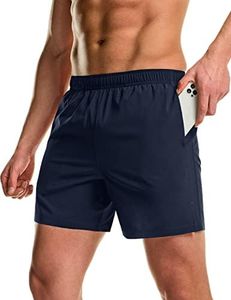 TSLA Men's Active Running Shorts, 5 Inch Quick Dry Mesh Jogging Workout Shorts, Gym Athletic Marathon Shorts with Pockets MBH26-NVY Large