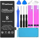 Battery for iPhone 8 High Capacity 3600mAh, uowlbear Replacement Battery for iPhone A1906 A1905 A1863 with Complete Replacement Kits, Seal and 2 Set Adhesive Strips -0 Cycle 3 Year Warranty