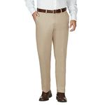 Haggar Men's Work to Weekend Hidden Expandable Waist No Iron Flat Front dress pants, Khaki, 40W 32L UK