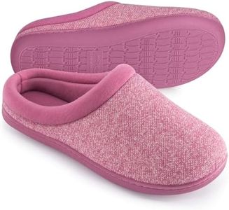 HomeTop Women's Knit Memory Foam Slippers Warm Soft House Shoes with Anti-slip Sole (5-6, Fushcia)