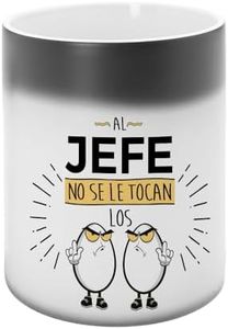 mundohuevo: Taza mágica| Taza con frase “Al jefe no se le tocan los huevos| Taza que cambia de color con calor| Regalo divertido para mamá| Haz un regalo único y original.
