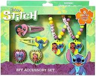 Luv Her Disney Stitch Girls BFF 6 Piece Toy Jewelry Box Set with 2 Rings, 2 Bead Bracelets and Snap Hair Clips Ages 3+