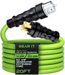 GEARit 50-Amp Generator Extension Cord, 125/250V, Inline NEMA 14-50P to SS2-50R Twist Lock Connector STW 6/3+8/1 AWG, for 50A Power Inlet Box, RV Camper, Generator to House, 20 Feet, Green