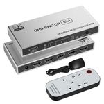 8K HDMI Switch 5 in 1 Out 8K@60Hz/4K@120Hz, Aluminum HDMI Splitter with IR Remote 5 Port HDMI Switcher Selector Support 3D CEC HDR HDCP2.2 Compatible PS5/4/3 Xbox Nintendo Switch Roku TV Fire Stick