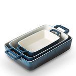 KOOV Bakeware Set, Ceramic Baking Dish, Rectangular Baking Pans for Cooking, Cake Dinner, Kitchen, Banquet and Daily Use, 12 x 8.5 Inches, 3-Piece (Gradient Blue)