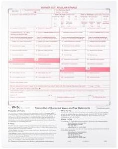 W-3C Transmittal of Corrected Income Laser Tax Form ~ Wage Correction Form ~