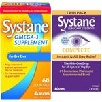 Alcon Systane Omega-3 Supplement, Ocular Vitamin For Dry Eyes, 60 Liquid Gels & Systane Complete twin 20 Milliliter