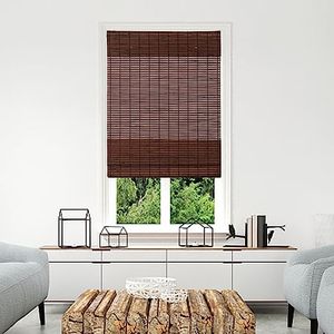 Cordless Bamboo Blinds Roman Shades Natural Weave Bamboo Roll Up Bamboo Blinds for Indoor Windows Home and Garden Easy Installation 42W*72L