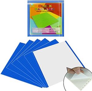 EKIND Self Adhesive Building Brick Plates, 10 inch x 10 inch Base Plates with Adhere for Toy Bricks, STEM Activities & Display Table (6 Pack, Blue)