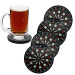 MEDOYOH Set of 4 Dartboard Drinks Coasters, Non-Slip Beer Coasters Beer Mats Washable Funny Coasters Heat Resistant for Coffee Beer Mug Wine Glass Bottle Home Pub Bar