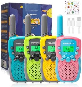 FAYOGOO 4 Pack Walkie Talkies for Kids Long Range 2 Miles, Rechargeable Kids Walkie Talkies with Flashlight, Built-in Battery,Toys Gifts for 3-12 Year Old Boys Girls, Christmas Birthday Gifts