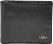 Fossil Men's Ryan Leather RFID-Blocking Bifold with Coin Pocket Wallet, Black