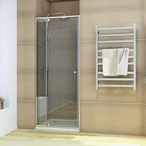 Elegant Semi-Frameless Shower Enclosure, Pivot Door,Rail Adjustable,Fits 1100-1200mm,Shower Screen Wall to Wall