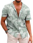 COOFANDY Mens Beach Shirts Hawaiian Floral Shirts Front Pocket Casual Summer Cotton Tops