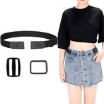 Yoop Buckle Free invisible Elastic Belt for Women/Men with 2 Different types attachements. Color (Black)