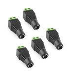 Taapsee (5 x Female) 12V DC Scre Fastening Power Connector 5.5mm x 2.1mm 24V Power Jack Socket for Led Strip CCTV Security Camera Cable Wire Ends Plug Barrel Adapter(5 Pieces)