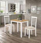 Hallowood Furniture Ledbury Small White Painted Dining Table and Chairs Set 2, Solid Wooden Table and Chairs with Padded Seats, Small Table & White Chairs, Dining Room Set