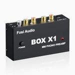 Fosi Audio Box X1 Phono Preamp for MM Turntable Mini Stereo Audio Hi-Fi Phonograph/Record Player Preamplifier with 3.5MM Headphone and RCA Output with DC 12V Power Supply