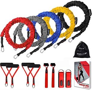 Coolrunner Resistance Bands Set, 13 PCS Workout Bands, 20lbs to 40lbs Resistance Tubes with Nylon Sleeve, Men Elastic Exercise Bands with Handle Door Anchor Ankle Strap - Stackable Up to 150lbs