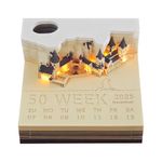 Time Piece Calendar, 2025 Desk Calendar With LED Lights, 3D Castle Calendar Notepad, Tear-Away Notepad, DIY Paper Carving Art Craft for School Home Office (2025 Model)