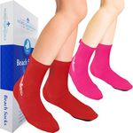 Beach Socks [2 Pairs] Wear in Sand Playing Volleyball or as Booties for Diving & Water Sports - Kids, Women & Men (CA/US, Alpha, Small, Regular, Regular, Pink + Red)