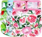 wegreeco Luxury Washable Reusable Dog Diapers (Stylish Pattern) - Female Dog Diapers, Doggie Diapers, 3 Pack (Floral, X-Large)