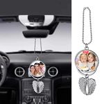 Yestime Personalized Photo Car Hanging Decor Accessories, Double-Sided Custom Picture Car Air Freshener Ornament, Car Charms for Rear View Mirror (No Scent)