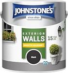 Johnstone’s – Exterior Smooth Masonry Paint – Black – Up to 15 Years Protection – Weather & Dirt Resistant – 30m² Coverage Per Tin - Dry in 1-2 Hours – 2.5 L