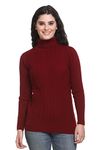 GODFREY Turtle Neck Woollen Full Sleeve Sweaters for Women Size - L Maroon