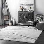 nuLOOM Thigpen Contemporary Area Rug - 8x10 Area Rug Modern/Contemporary Grey/Off-White Rugs for Living Room Bedroom Dining Room Kitchen