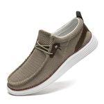 FUJEAK Men's Slip On Loafers Walking Shoes Casual Boat Shoes Lightweight Sports Sneakers for Men Comfortable Breathable Brown US 10