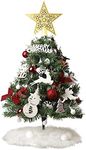 2ft Mini Tabletop Christmas Tree, Artificial Small Christmas Tree with Battery Operated Lights, Ornaments and Storage Bag, Mini Xmas Tree for Christmas Home Decorations