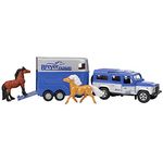 Breyer Bandai Land Rover and Trailer Playset With 2 Horses | 2 Stablemates 1:32 Scale Horse Toys And Land Rover with Trailer | Plastic Animal Figures Make Horse Gifts For Girls And Boys