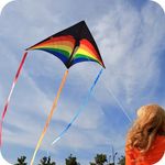 ORGCLDKT Rainbow Cruiser Delta Kite-Rainbow Nite, Kites for Adults,Kites for Kids, Ages 8-12,Ages 4-8,Ages3-5,Easy to Fly,Beach Kites,Kids Gift Kite,Free Stacking Kit,Functional&Decorative Tails.