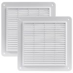 Vent Systems 10"x10" Inch - Pack of 2 Air Vent Cover - White - Air Vent Louver - Grill Cover - Built-in Insect Screen - Straight Back, Without Flange - HVAC Vents for Bathroom, Home Office, Kitchen