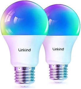 Linkind Matter Smart RGBTW Bulb, Smart Light Bulbs Work with Apple Home/Siri/Google Home/Alexa/SmartThings, LED Color Changing Light Music Sync, Smart Home Integration, 60W A19 E26 2.4Ghz WiFi, 2 Pack