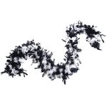 60 Gram, 2 Yards Long Chandelle Feather Boa 16 Colors, Great for Party, Wedding, Halloween Costume, Christmas Tree, Decoration (White w/Blcak)