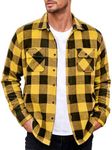 COOFANDY Flannel Fleece Jacket for Men Fleece Lined Jackets Sharpa Button Shirts Yellow/Black Small