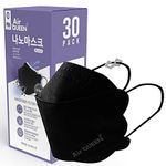 Air Queen BLACK™ (30 Pack) Nanofiber Mask | FDA Approved, 2021 Improved Redesign, Ergonomic Design, Breathable, Ultra Thin and Lightweight, Protects from Dust and Pollen, Individually Packaged, Face Masks Made in Korea