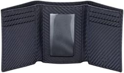 Stealth Mode Trifold Leather Wallet for Men with RFID Blocking, Carbon Fiber, One Size, Rfid Leather Trifold Wallet for Men