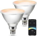 Geeni LUX Smart Floodlight, White – Outdoor 2700K-6500K Dimmable LED Bulb, E26, PAR38, 11W, 1000 Lumens – No Hub Compatible with Alexa, Google Assistant, Requires 2.4 GHz Wi-Fi, 2 Pack