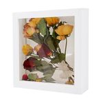 GraduatePro White Shadow Box Frames Square Wedding Bouquet Medals Photos Memory for Keepsakes Display Flower Case Deep 3D Picture Wooden Tabletop and Wall Hanging 8x8